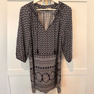 Roxy Navy Blue and White Long Sleeve Dress